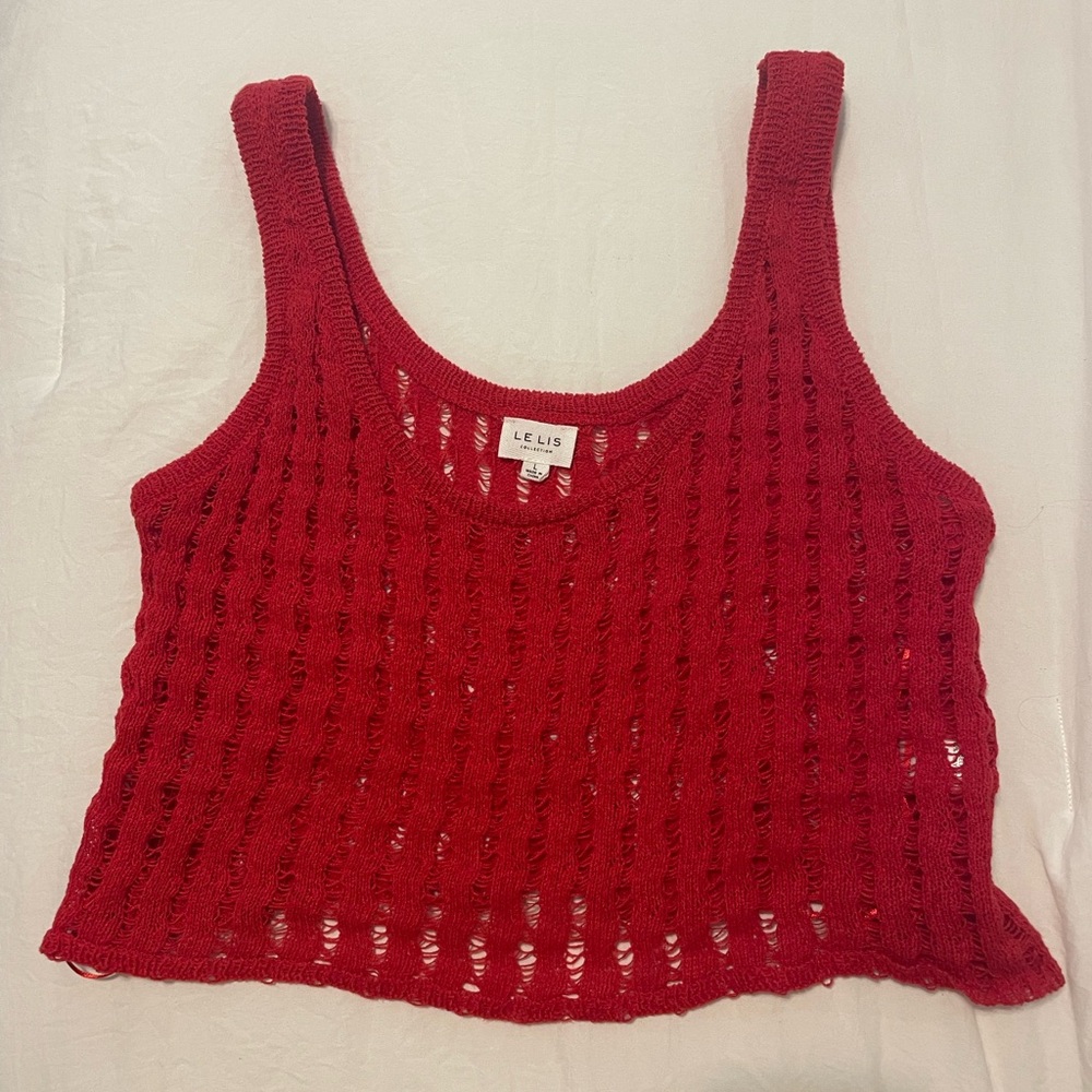 Le Lis red knit tank top, size large